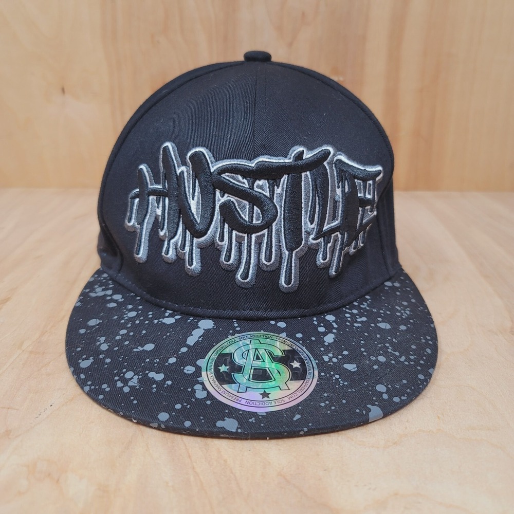 Sole Addiction Premium Mens HUSTLE SnapBack Hat Cap Black One Size Fits Most